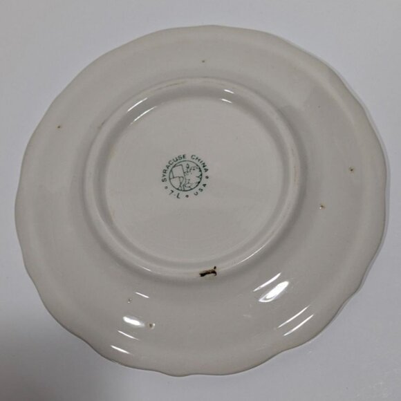 Syracuse China White Red Band Ceramic Plate 6.5" Scalloped Edge Vintage - Picture 4 of 5